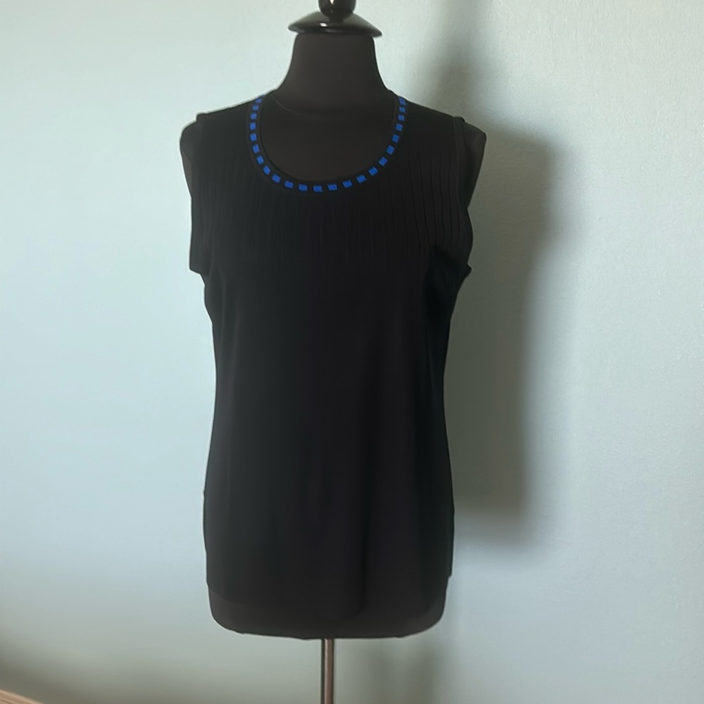 Misook black tank top and jacket set.